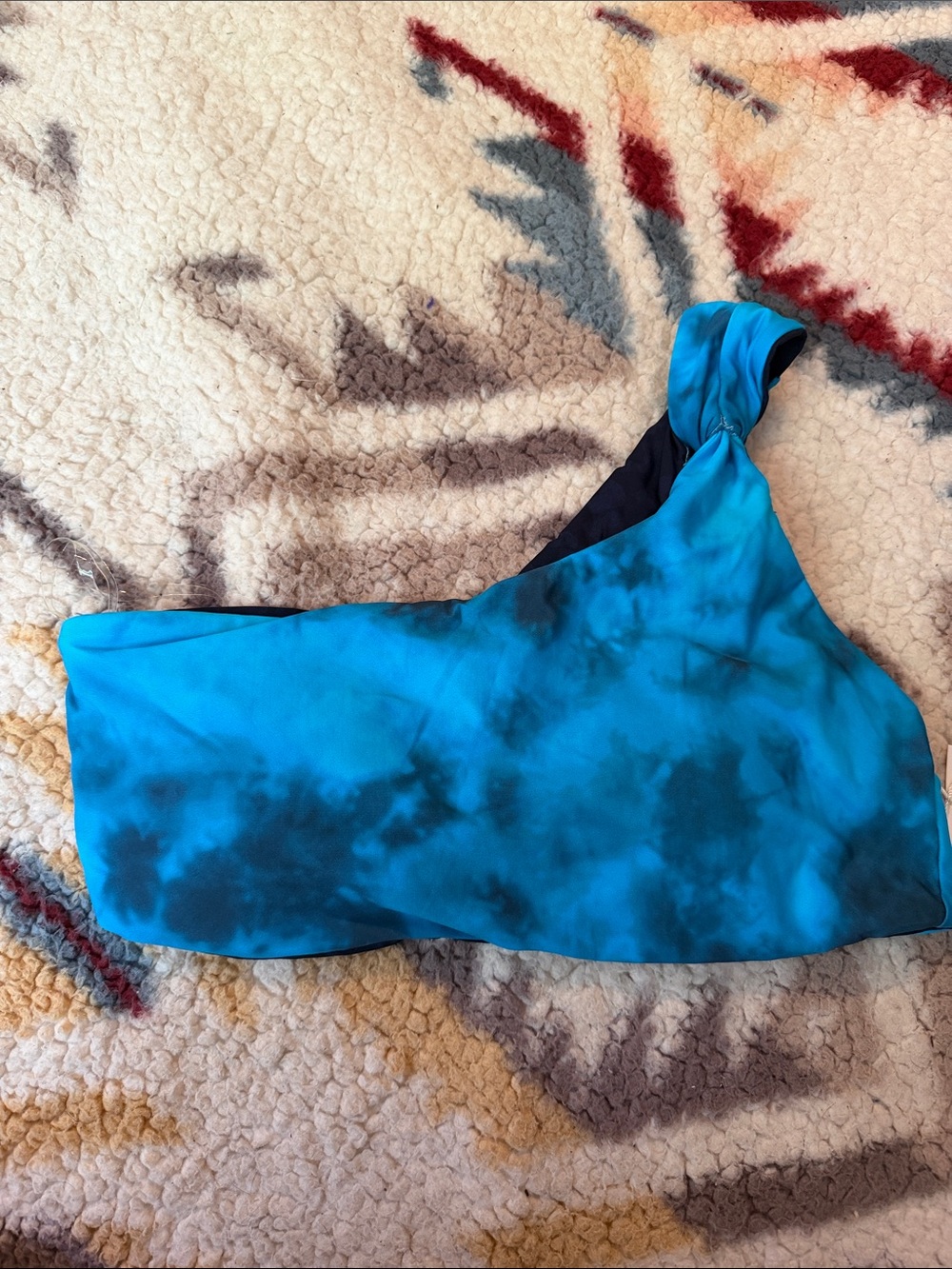 Citrus Blue Tie-Dye One-Shoulder Bikini Top